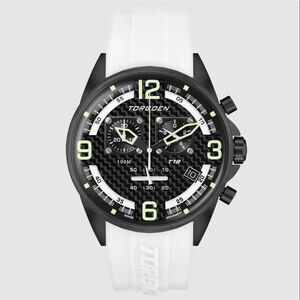 New Torgoen TN-1222 T18 White Carbon Fiber 45mm Silicone Strap Watch